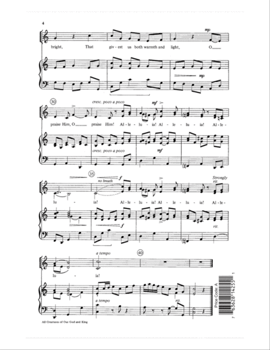 All Creatures of Our God and King Unison Choir scores gallery preview page 4