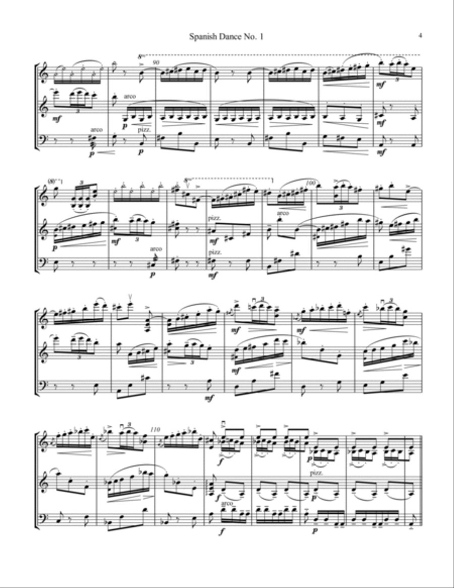 Spanish Dance No. 1, Danza from La vida breve for string trio (vln I, vln II, vc) String Trio scores gallery preview page 5