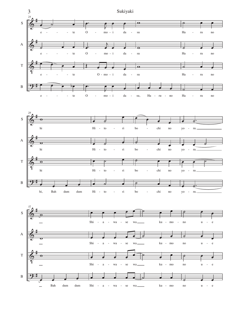 Sukiyaki Sukiyaki 4-Part scores gallery preview page 3