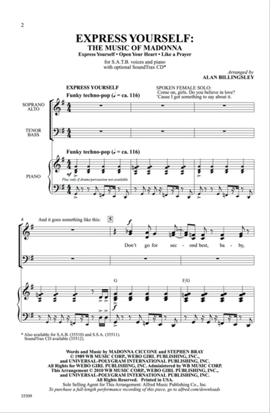 Express Yourself: The Music of Madonna - SoundTrax CD (CD only) Choir scores gallery preview page 2