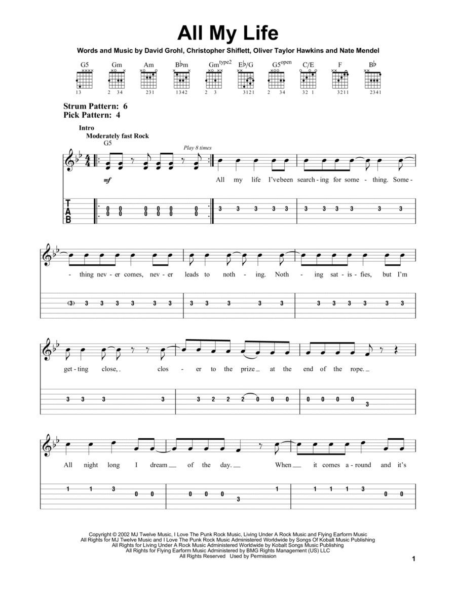 All My Life Acoustic Guitar scores gallery preview page 1
