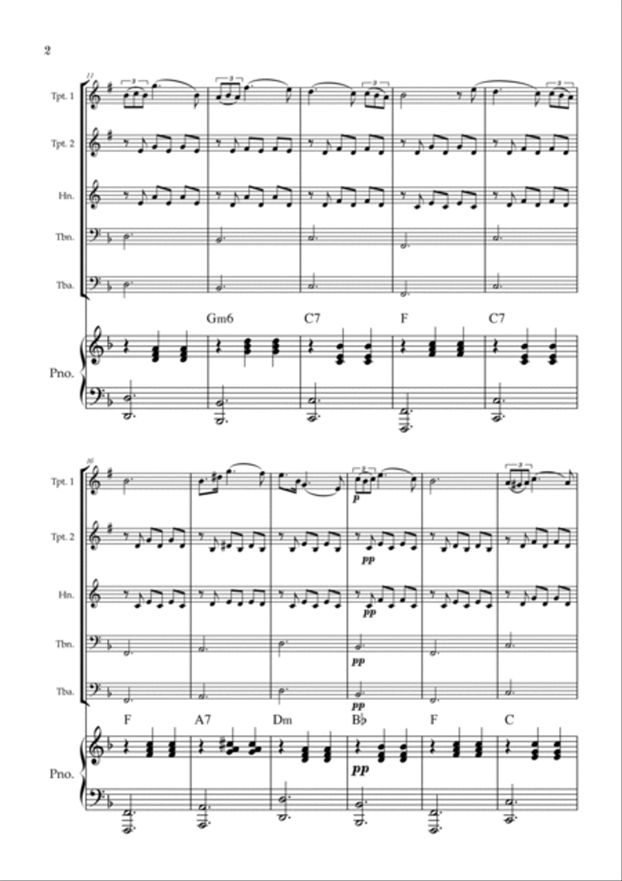 Serenade | Schubert | Brass Quintet | Piano | Chords Brass Quintet scores gallery preview page 2