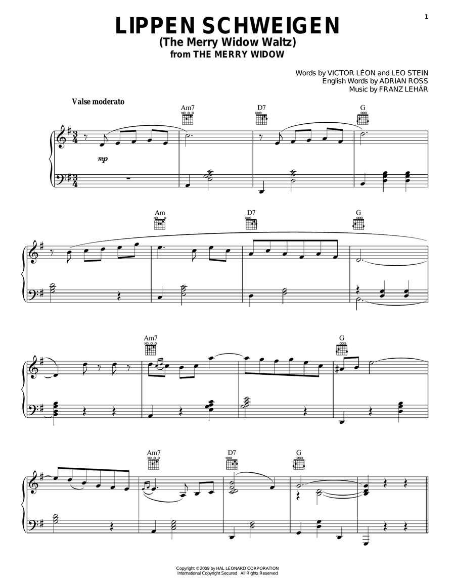 The Merry Widow Waltz The Merry Widow Waltz Piano, Vocal, Guitar scores gallery preview page 1