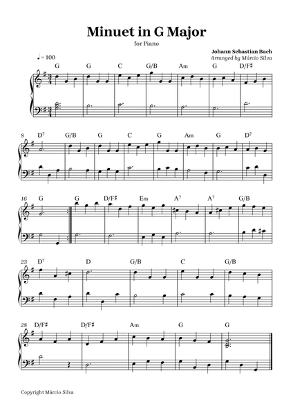 Minuet in G Major - for piano - easy sheet music image number null