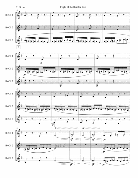 Flight of the Bumble Bee for Clarinet Trio image number null