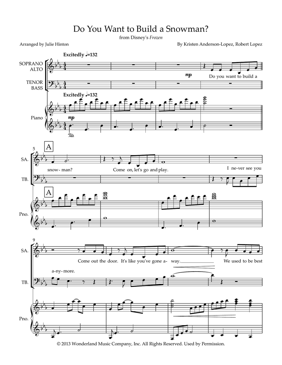 Do You Want To Build A Snowman? 4-Part scores gallery preview page 2