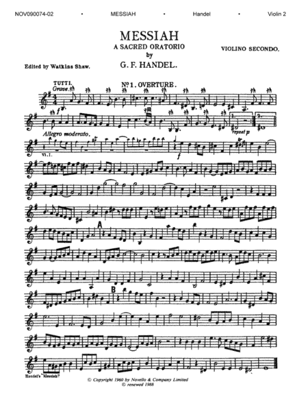 Second Violin (Edited By Watkins Shaw)