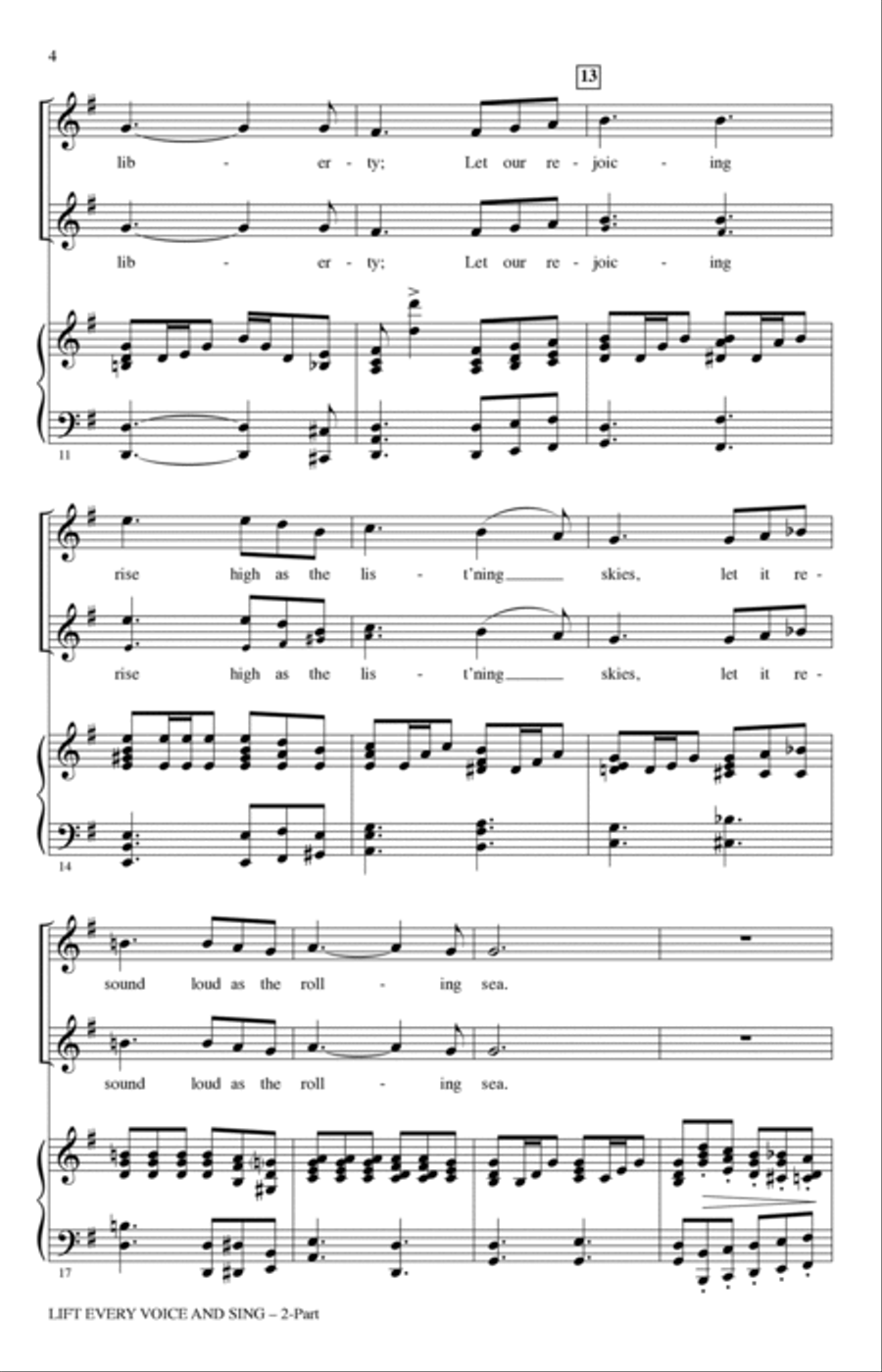 Lift Every Voice And Sing (arr. Rollo Dilworth) 2-Part scores gallery preview page 2