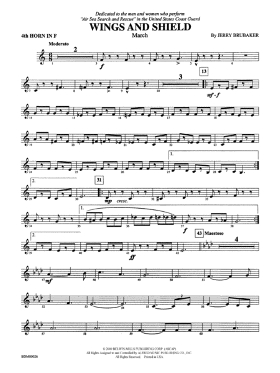Wings and Shield: 4th F Horn Concert Band scores gallery preview page 1