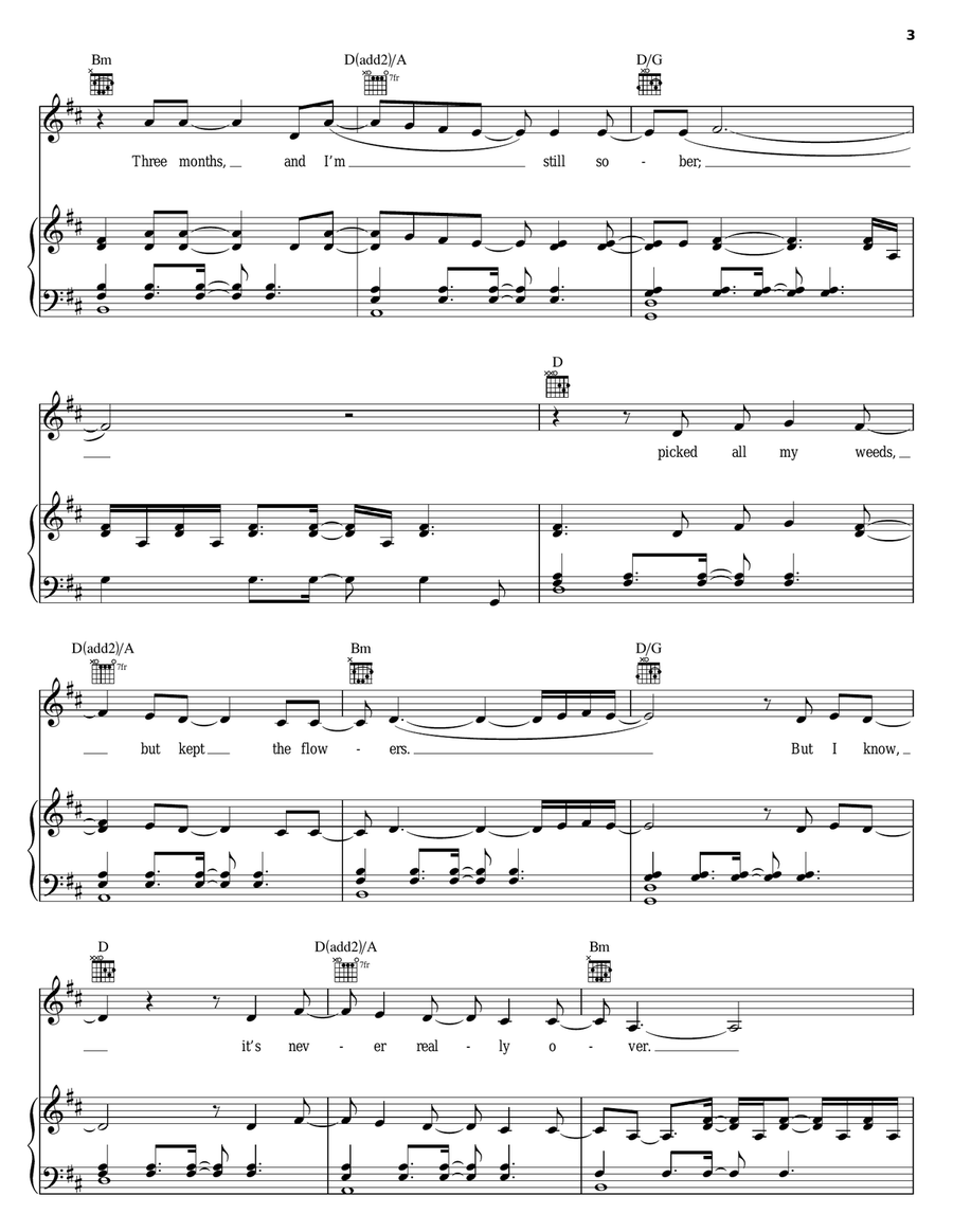 Sober Piano, Vocal, Guitar scores gallery preview page 3