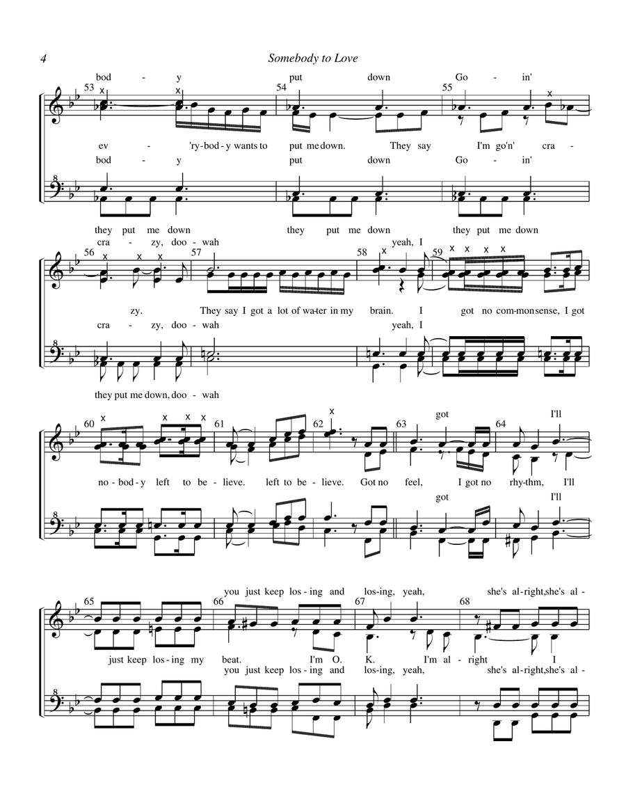 Somebody To Love SSAA scores gallery preview page 4