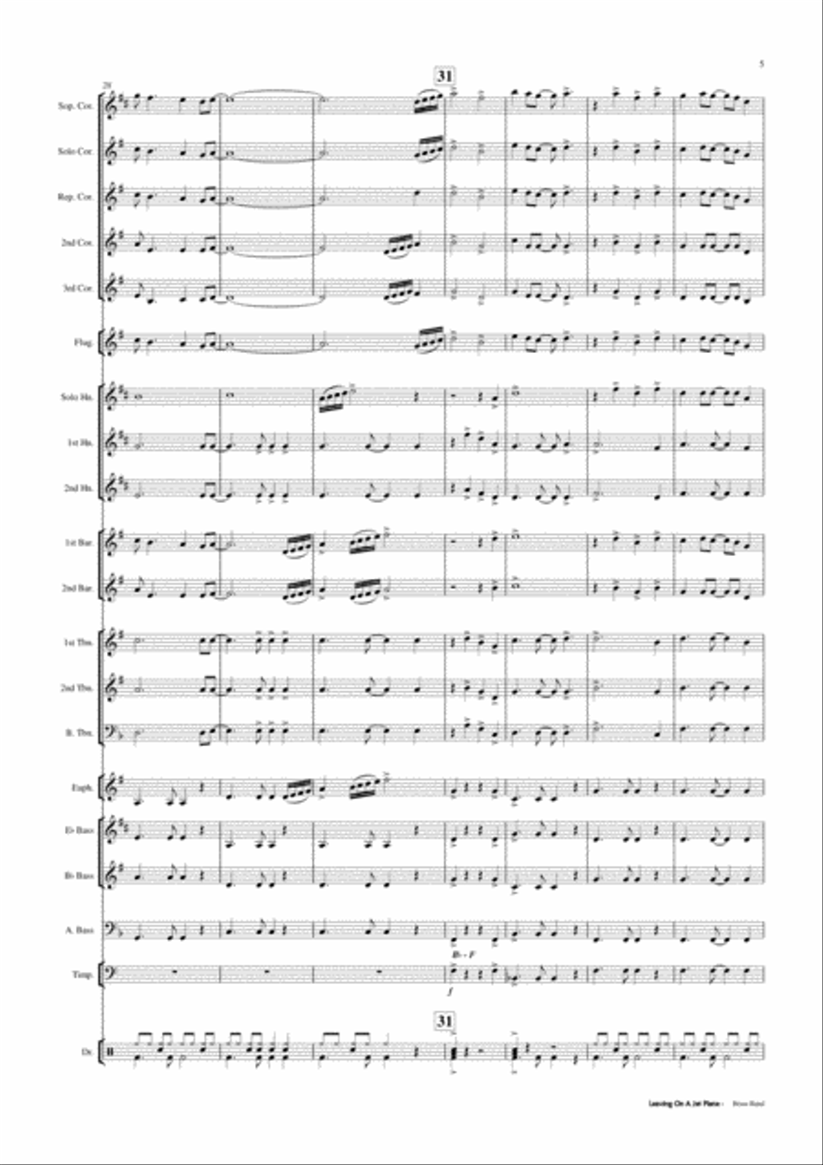 Leaving On A Jet Plane Brass Ensemble scores gallery preview page 6