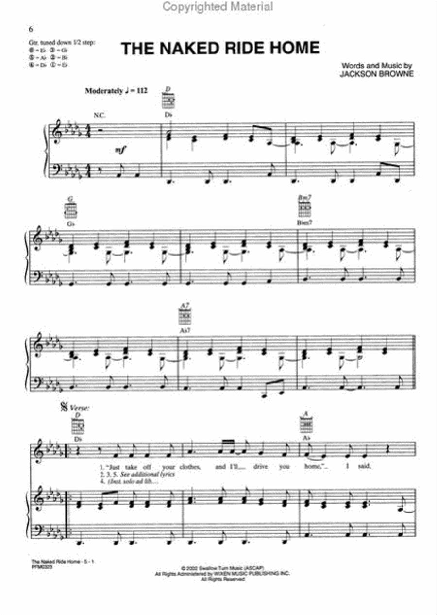 Jackson Browne -- The Naked Ride Home Piano, Vocal, Guitar scores gallery preview page 2