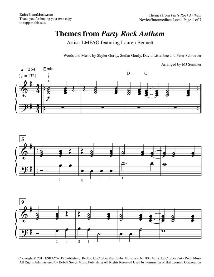 Party Rock Anthem Party Rock Anthem Piano Method scores gallery preview page 2