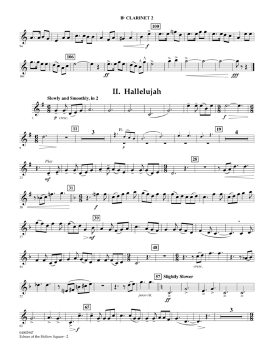 Echoes Of The Hollow Square - Bb Clarinet 2 Concert Band scores gallery preview page 2