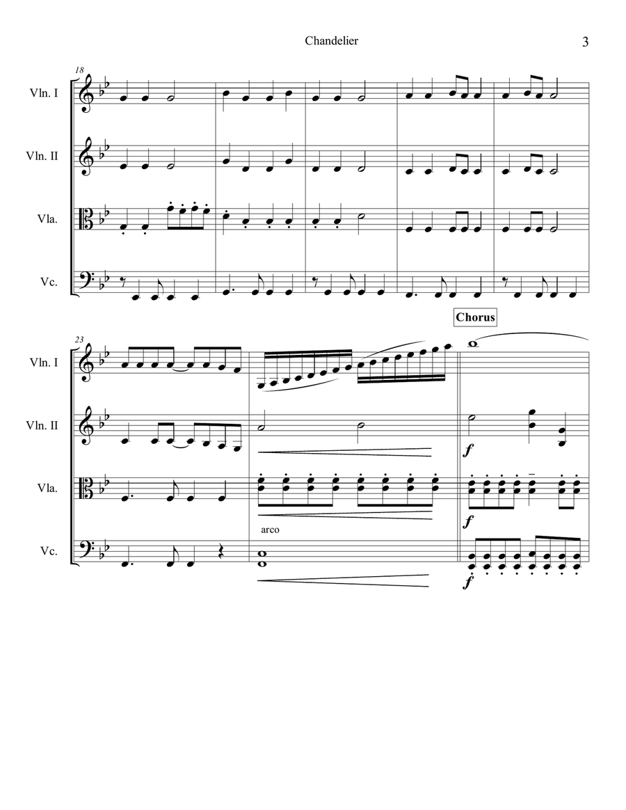 Chandelier Chandelier String Quartet scores gallery preview page 4