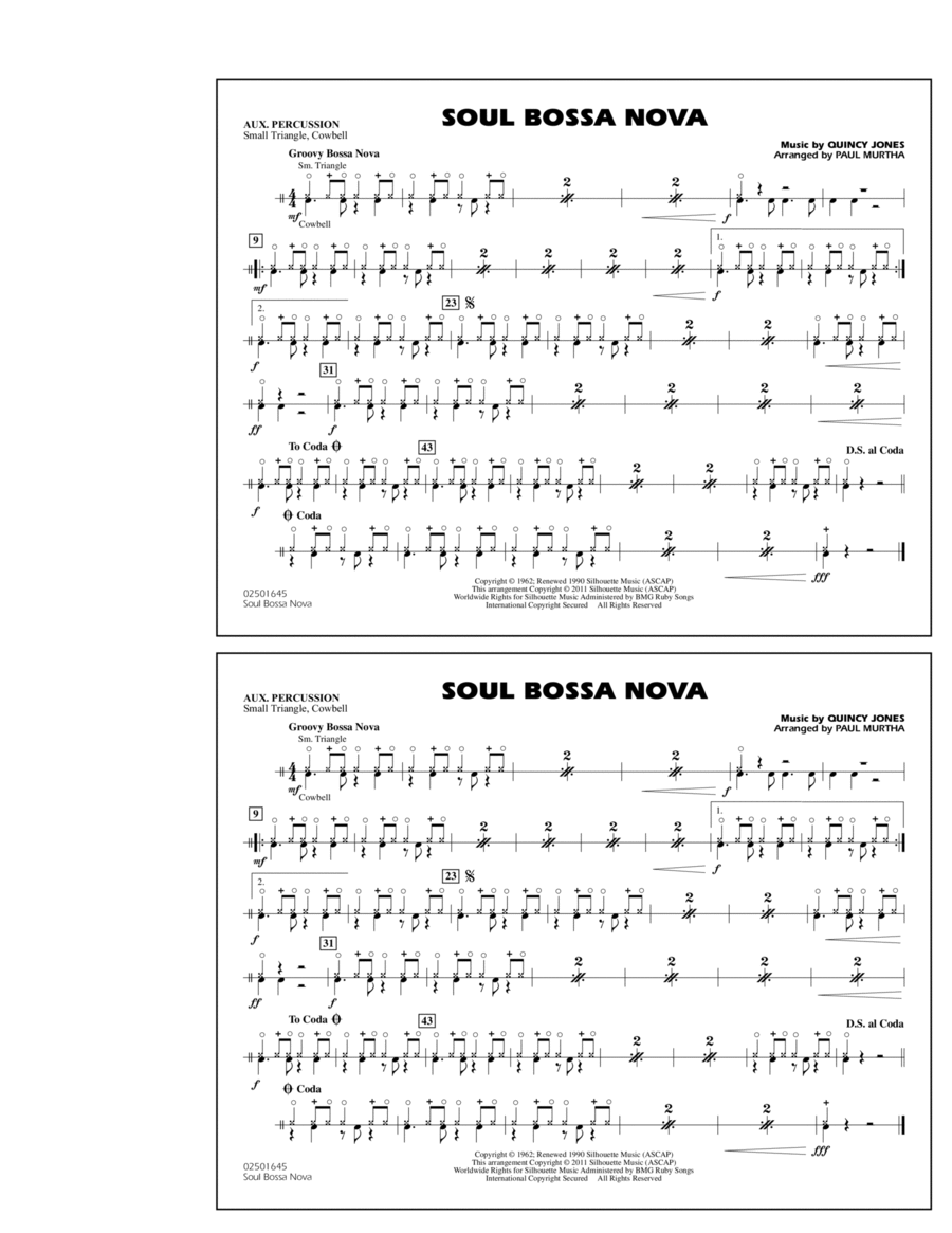 Soul Bossa Nova - Aux Percussion Marching Band scores gallery preview page 1