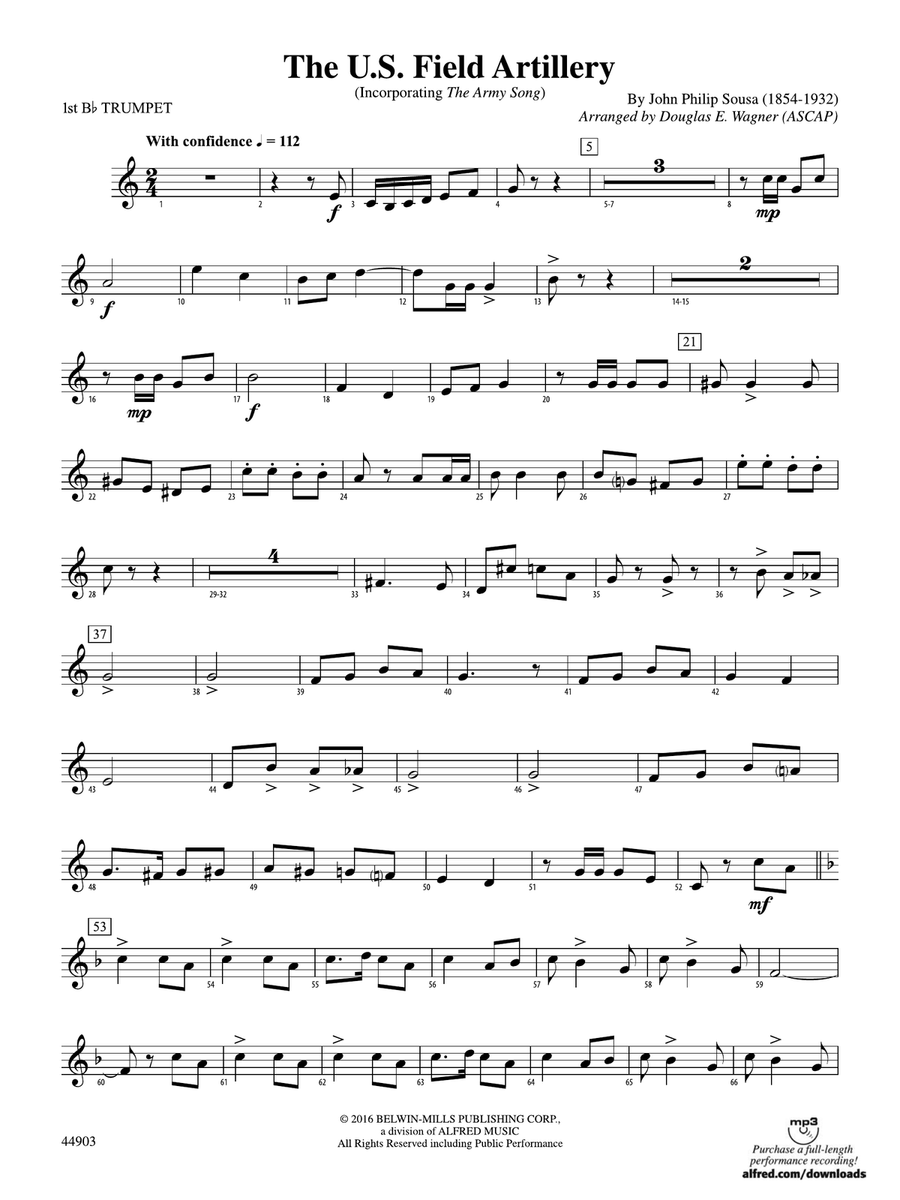 The U.S. Field Artillery: 1st B-flat Trumpet