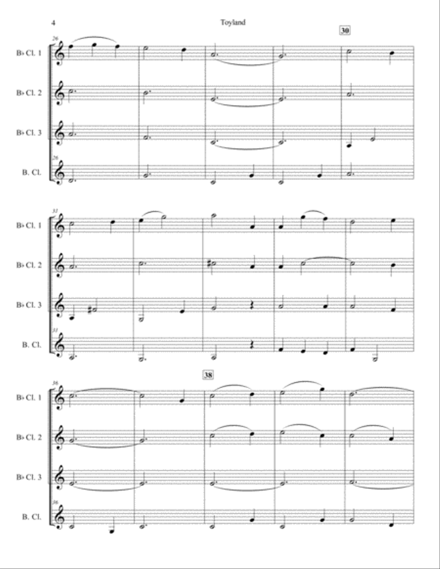 Toyland for Clarinet Quartet Clarinet Quartet scores gallery preview page 4