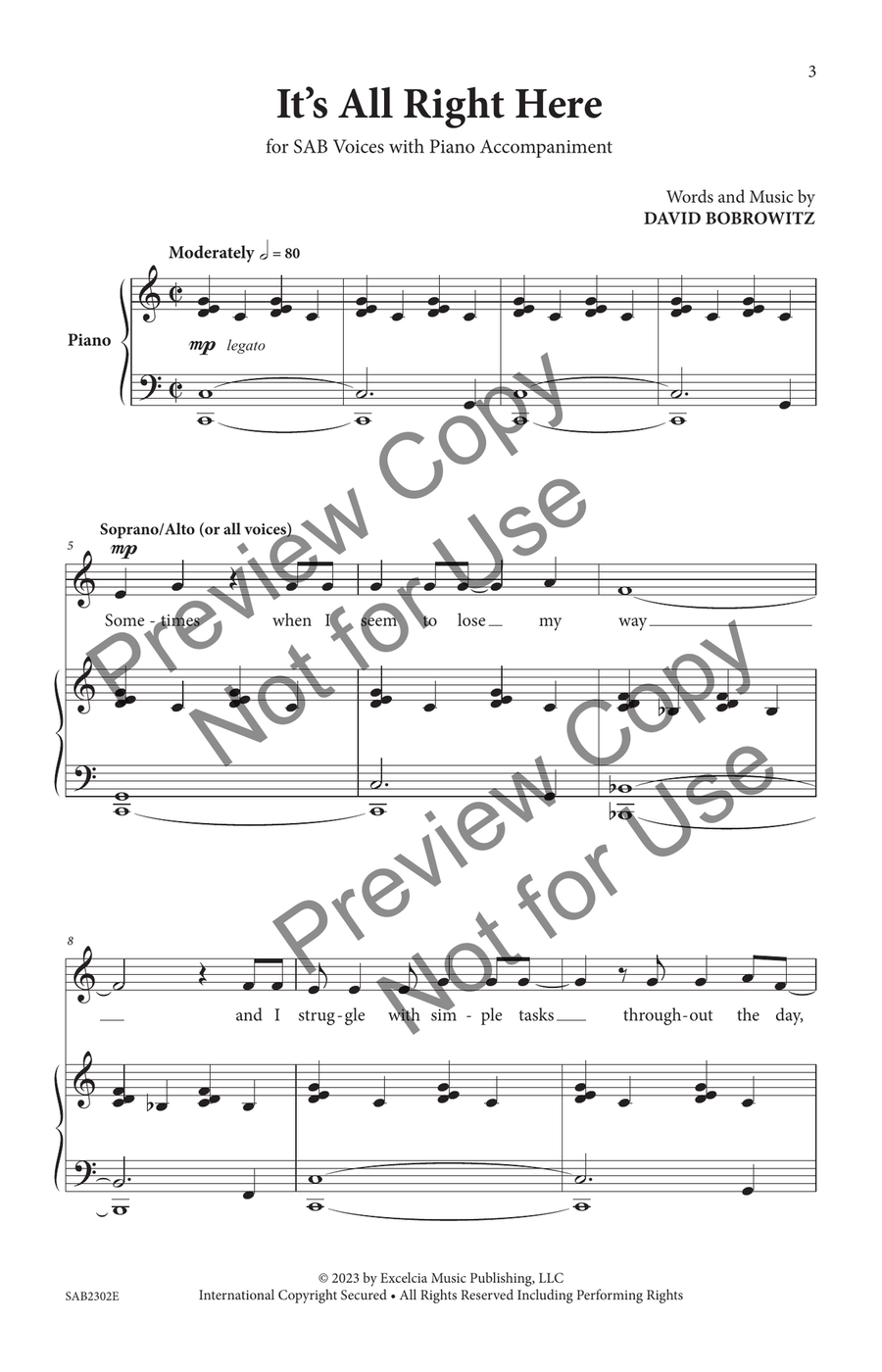 It's All Right Here (SAB) 3-Part scores gallery preview page 4