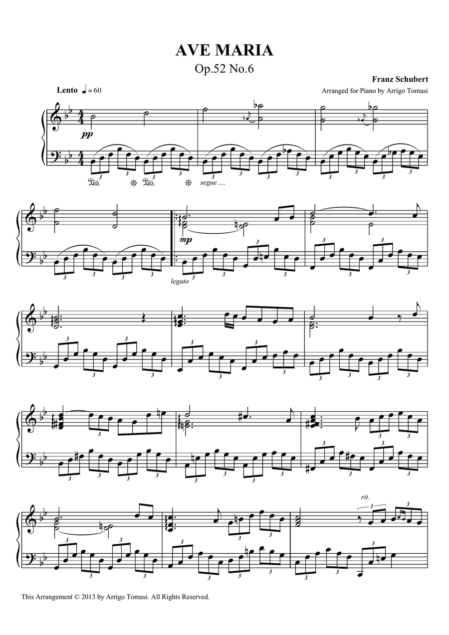 Schubert's Ave Maria for Piano solo Piano Solo scores gallery preview page 1