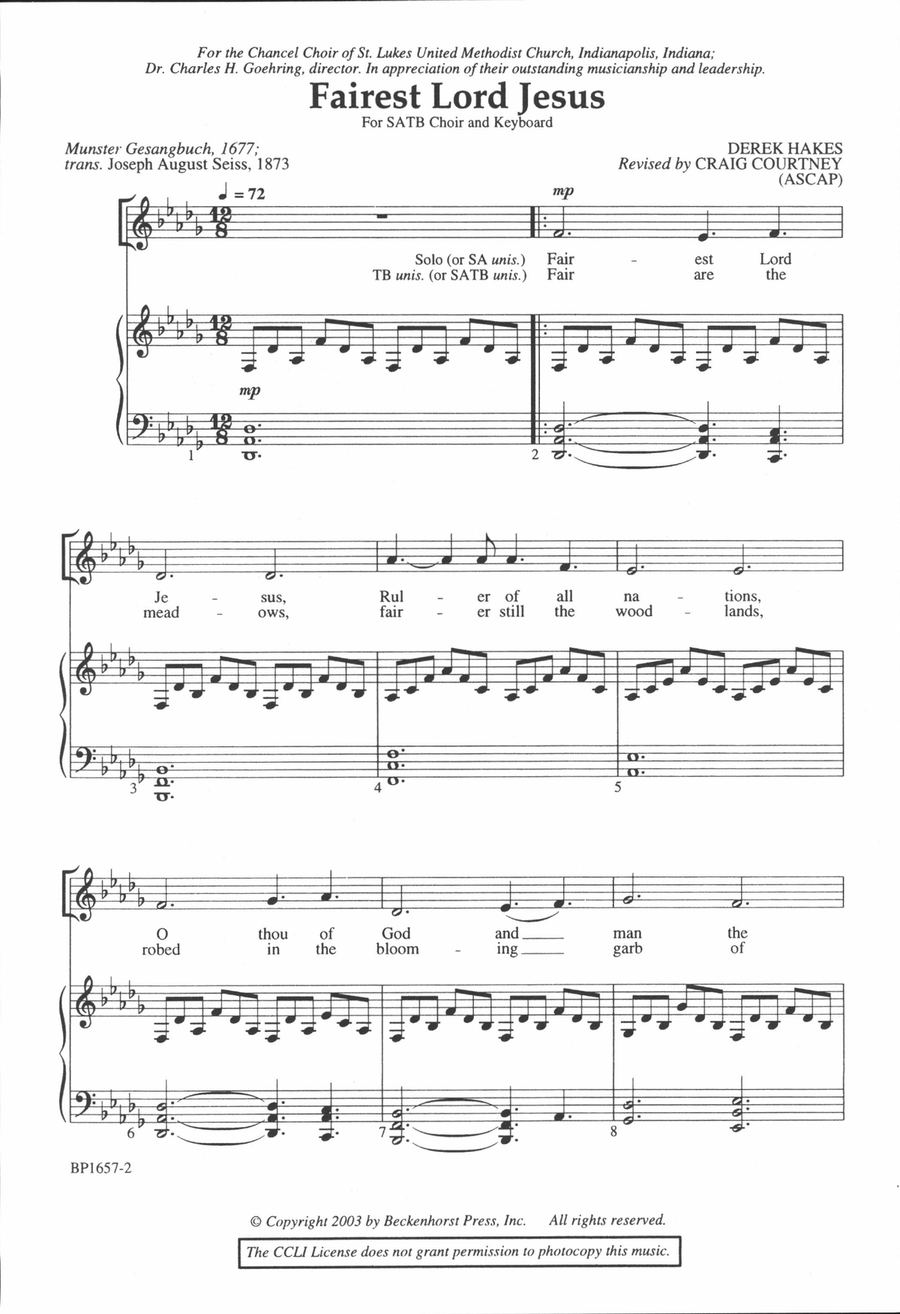 Fairest Lord Jesus - Hakes 4-Part scores gallery preview page 2