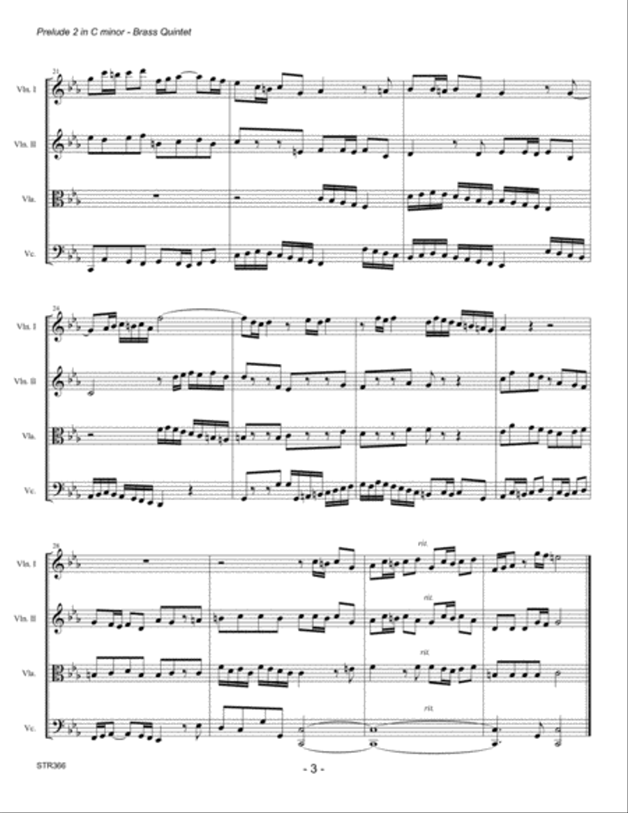 FUGUE #2 in C minor (J.S. Bach) for STRING QUARTET String Quartet scores gallery preview page 3