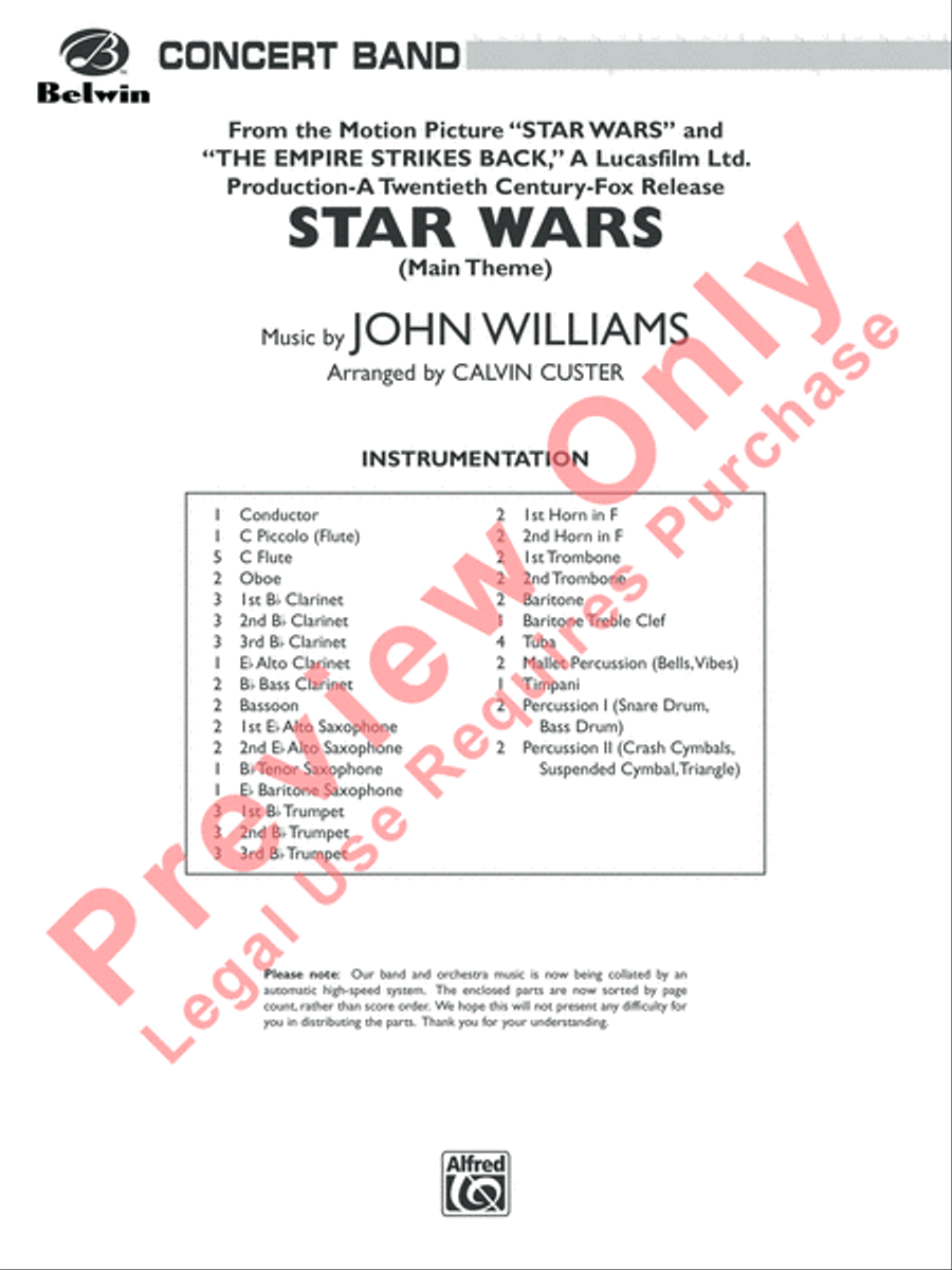 Star Wars Main Theme Concert Band scores gallery preview page 2
