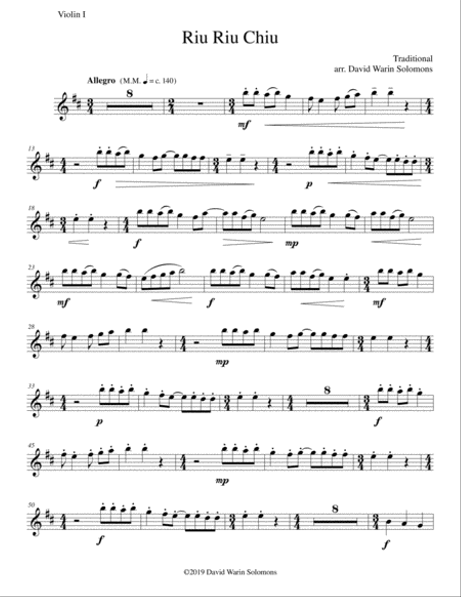 Riu Riu Chiu arranged for string quintet (2 violins, 2 violas, 1 cello) String Trio scores gallery preview page 5
