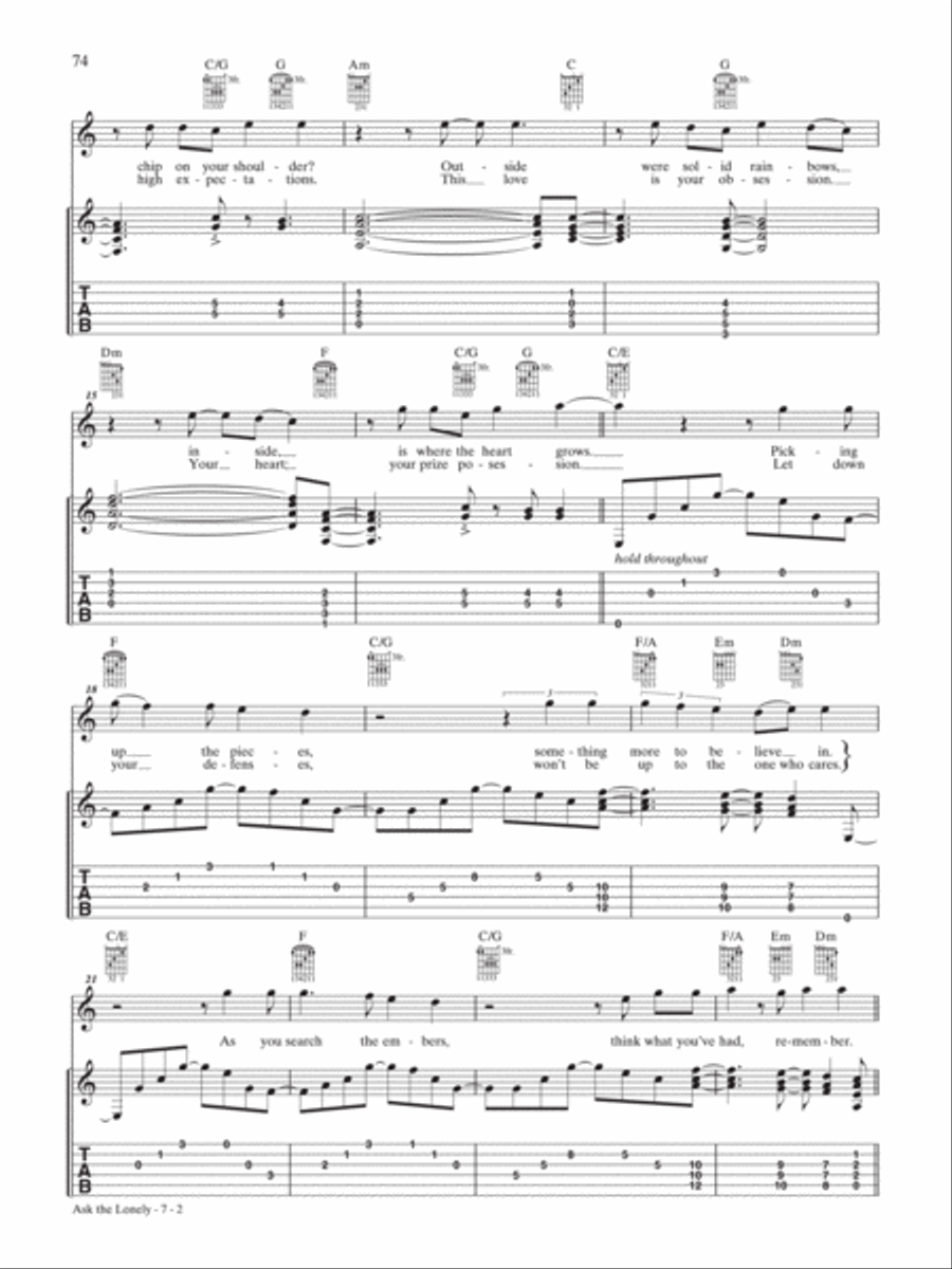 Ask the Lonely Guitar Tablature scores gallery preview page 2