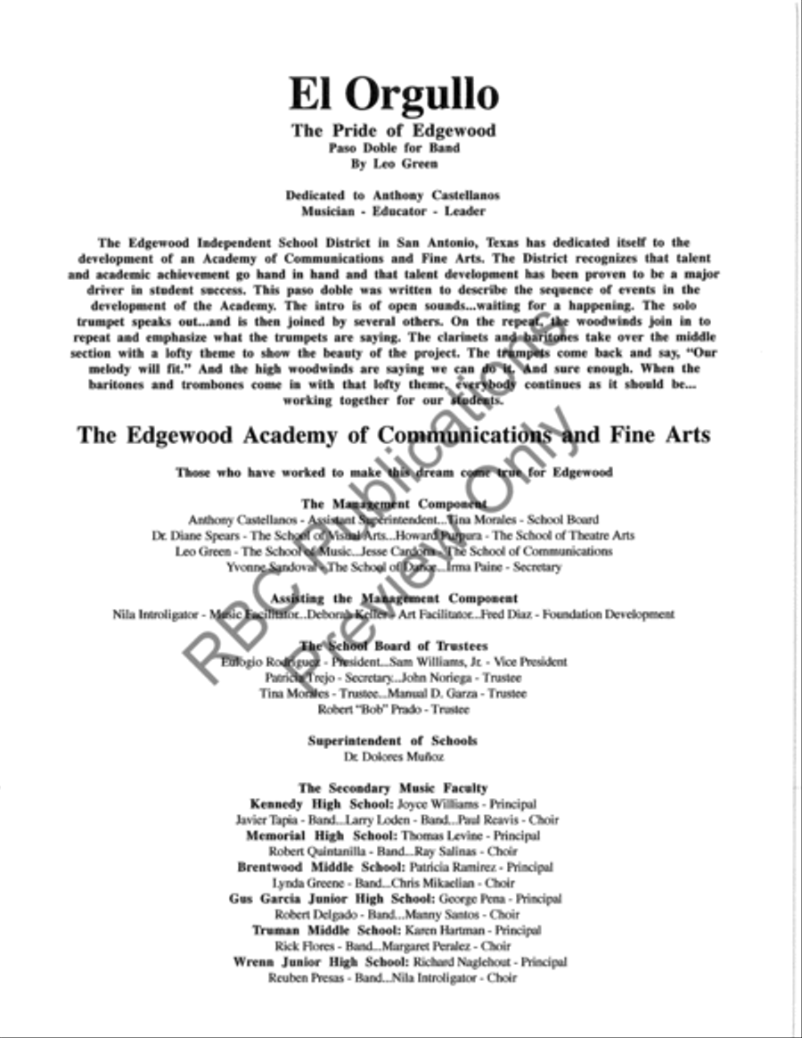 El Orgullo (Score) El Orgullo (Score) Concert Band scores gallery preview page 4