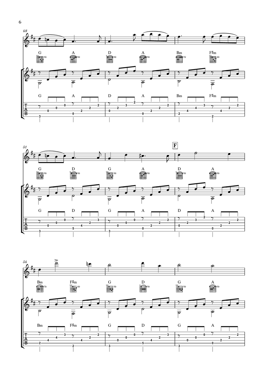 Canon in D for Violin and Guitar (Notation and Tab included) String Duet scores gallery preview page 6