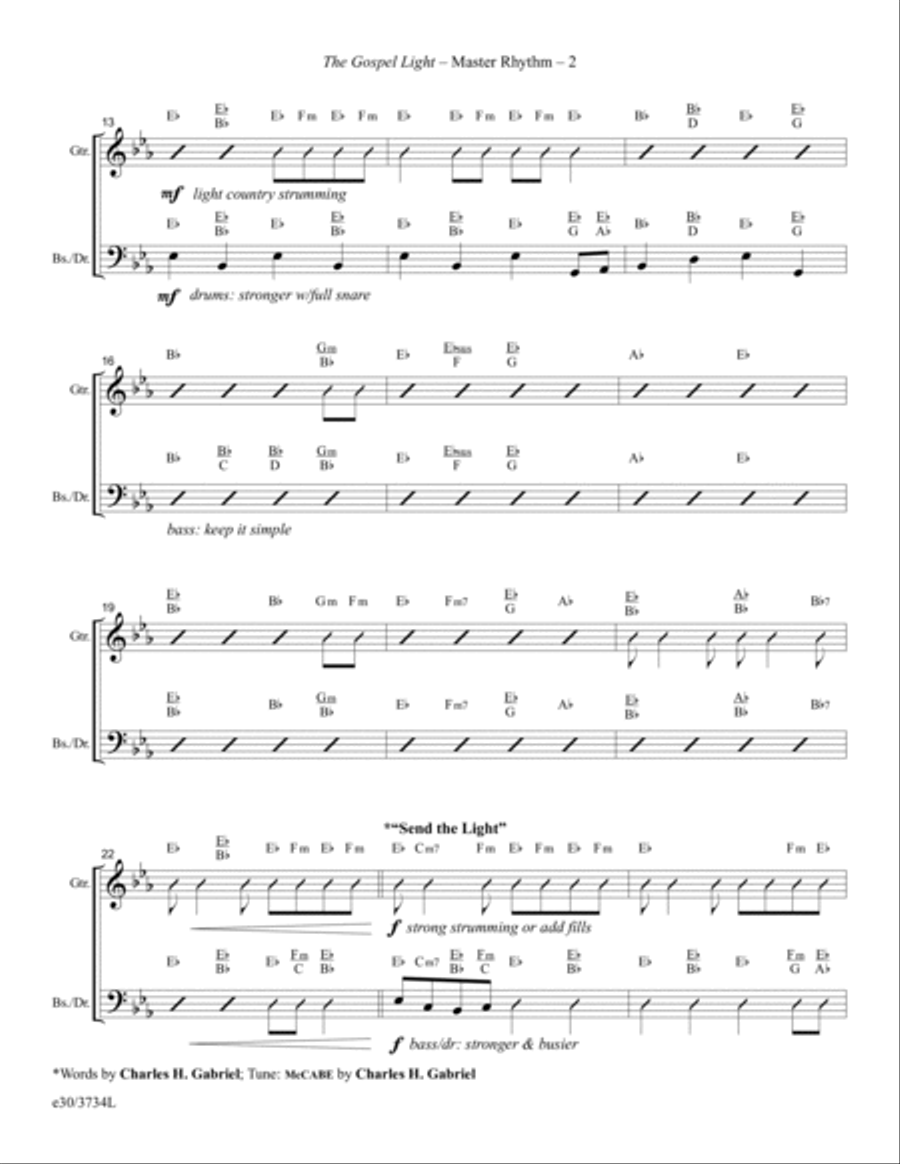The Gospel Light - Master Rhythm Score (Digital Download) Rhythm Section scores gallery preview page 2