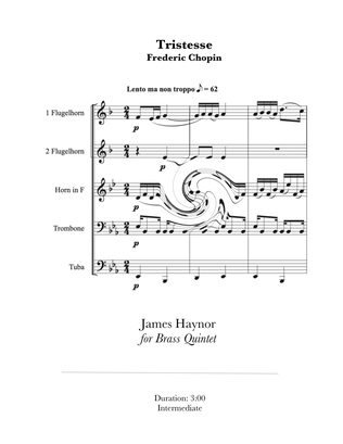 Book cover for Tristesse for Brass Quintet