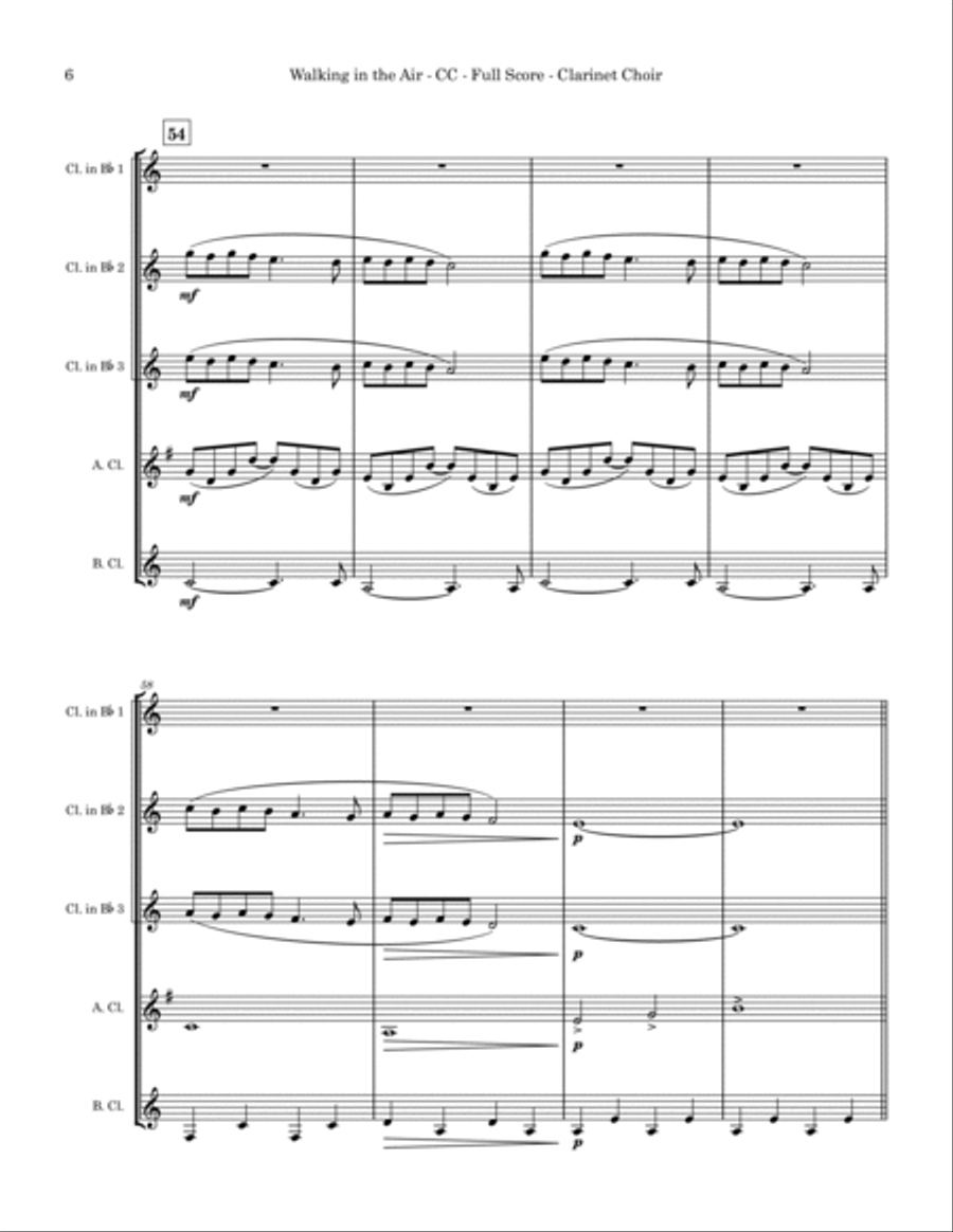 Walking In The Air Clarinet Quintet scores gallery preview page 6