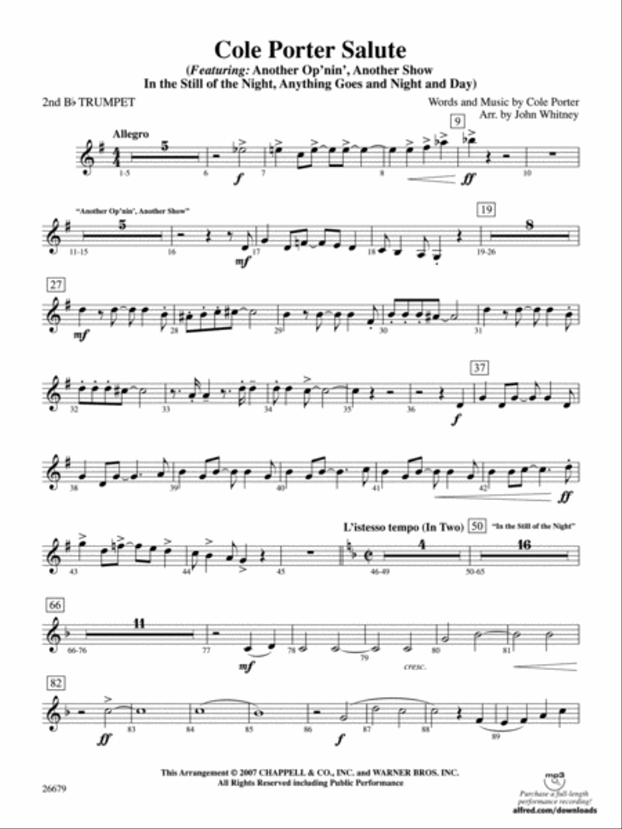 Cole Porter Salute: 2nd B-flat Trumpet Full Orchestra scores gallery preview page 1