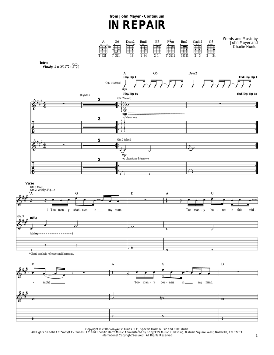 In Repair Acoustic Guitar scores gallery preview page 1