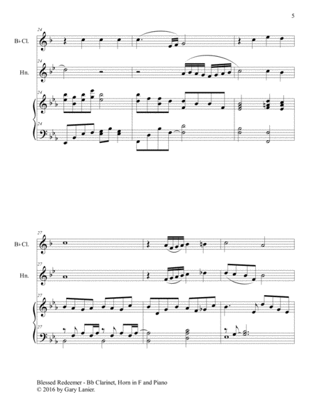 3 FAVORITE HYMNS (Trio - Bb Clarinet, Horn in F & Piano with Score/Parts) image number null