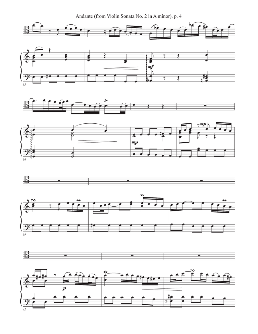 Andante from Violin Sonata No. 2 (Bach) [Trombone, Cello or Bassoon] Bassoon scores gallery preview page 4