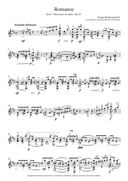 Romance by Sergei Rachmaninoff from 7 Morceaux de salon, Op.10