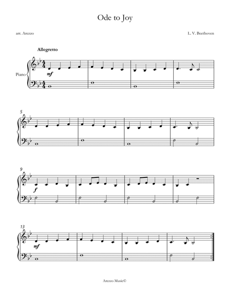 ode to joy easy piano sheet music in Bb image number null