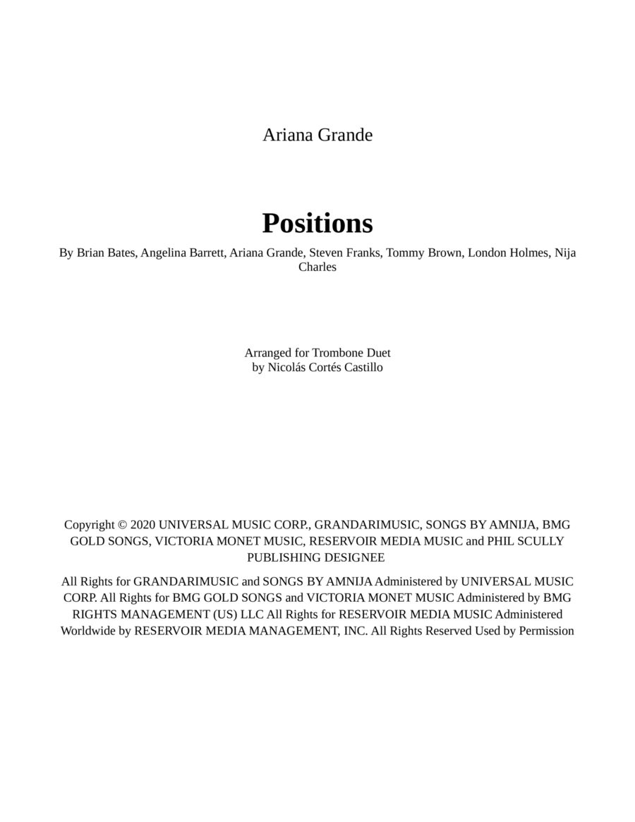 Positions Trombone Duet scores gallery preview page 1