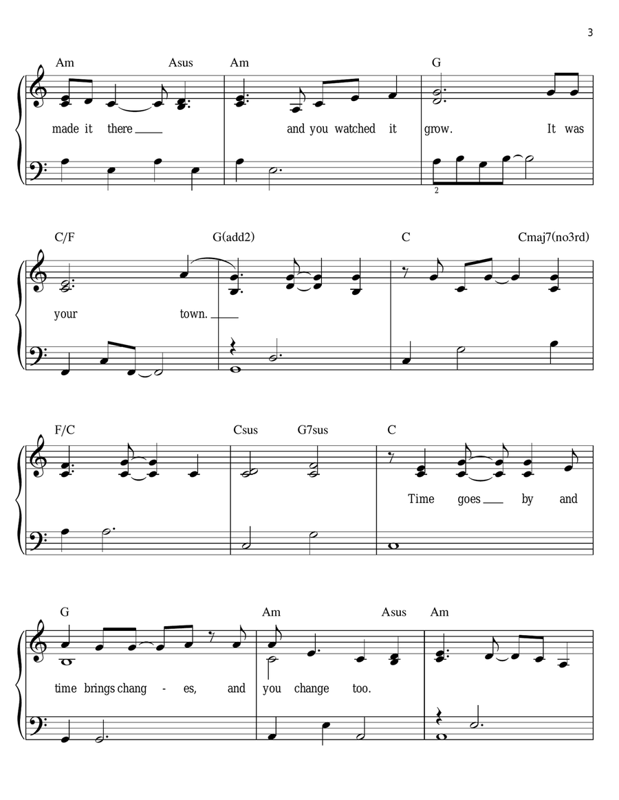 Our Town (from Cars) Easy Piano scores gallery preview page 3