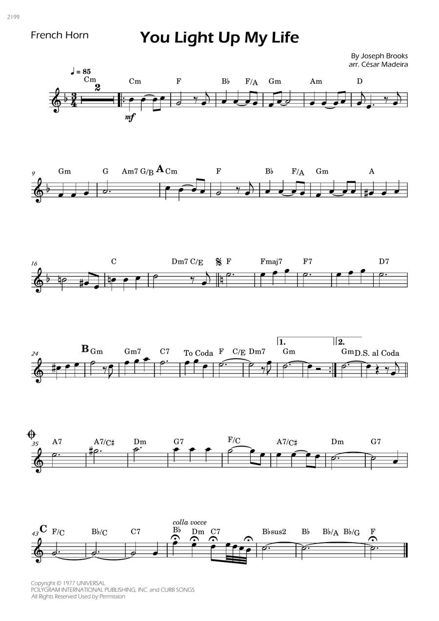 You Light Up My Life Horn Solo scores gallery preview page 1