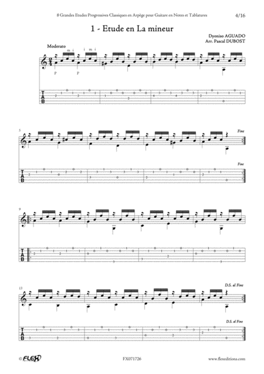 8 grandes etudes progressives classiques en arpege pour guitare en notes et tablatures image number null