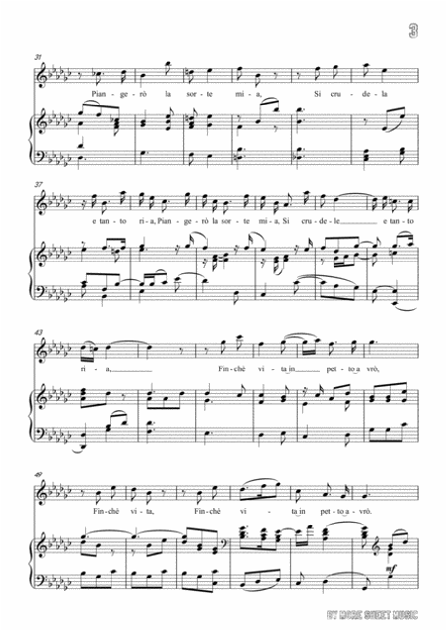 Handel-E pur così in un giorno...Piangerò la sorte mia in G flat Major,for Voice and Piano Voice Solo scores gallery preview page 5