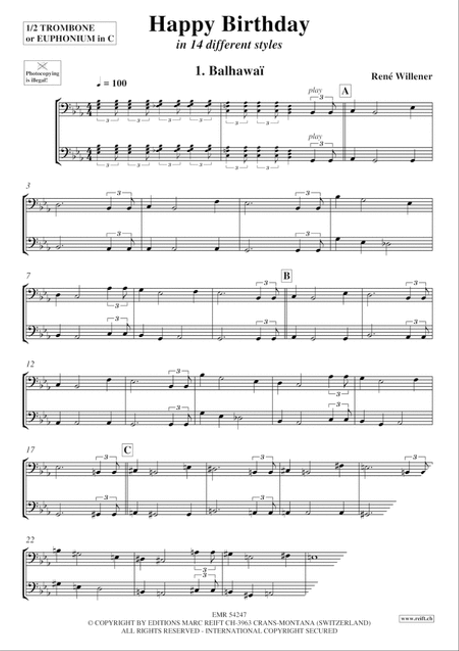 Happy Birthday Happy Birthday Trombone Duet scores gallery preview page 3