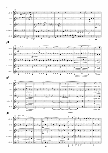 Dvorak: Slavonic Dances Op.46 No.8 in G minor (Furiant) - clarinet quintet image number null