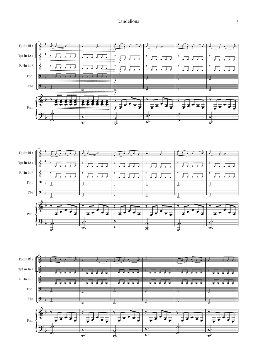 Dandelions Brass Quintet scores gallery preview page 3