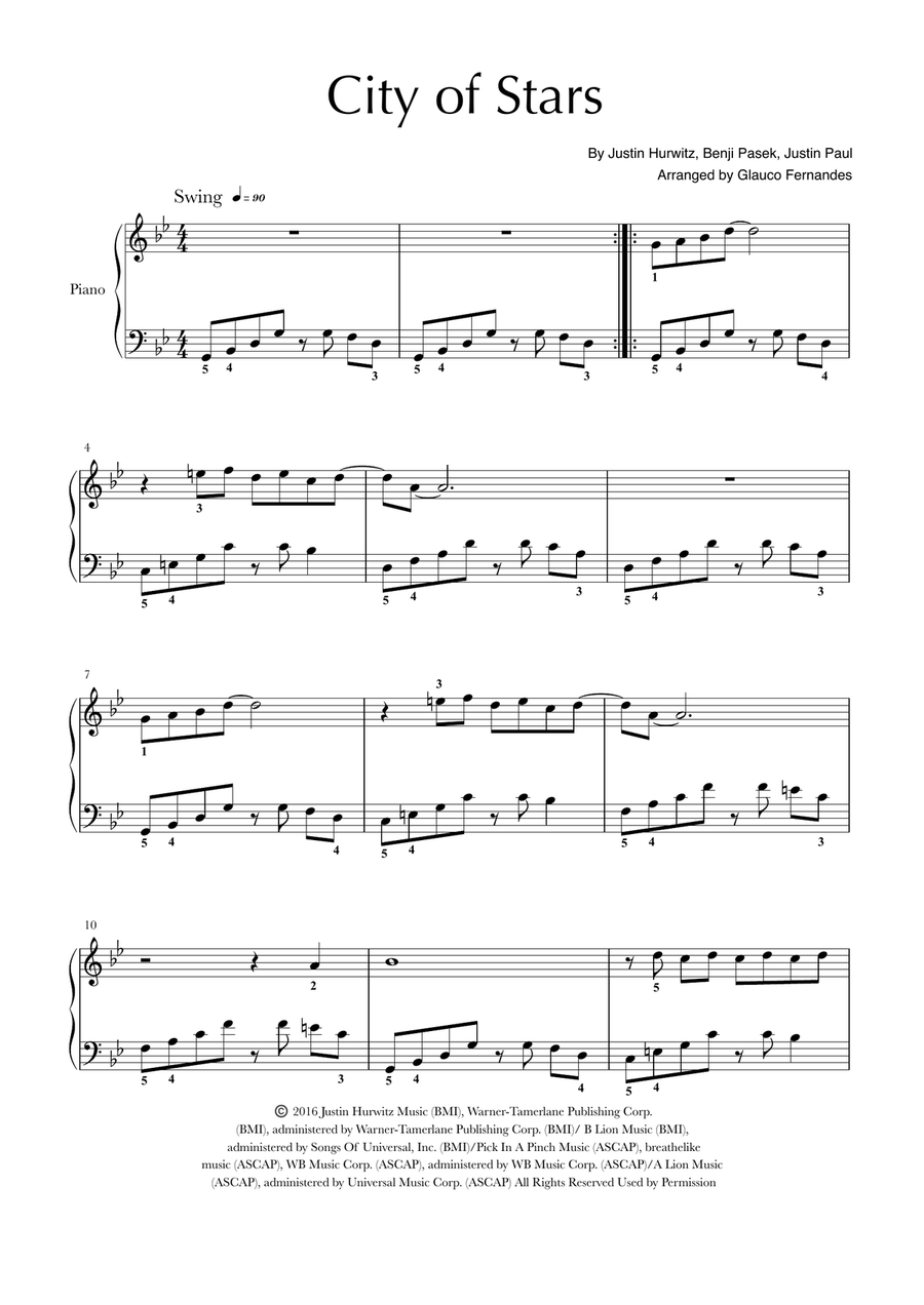 City Of Stars Piano Solo scores gallery preview page 1